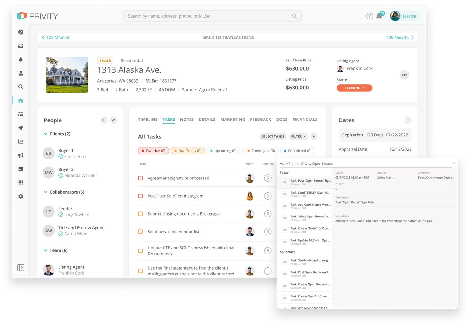 Brivity CRM dashboard