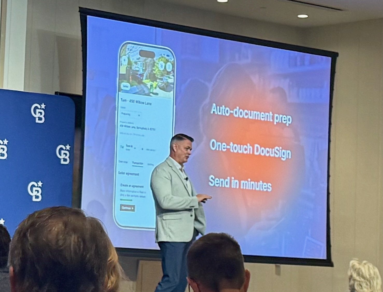 Keynote presentation on stage at Anywhere brand summit